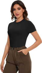 1/5 Pack Women's Short Sleeve Basic T Shirts Tees, Slim Fit Crew Neck Tshirt Summer Tops for Casual Workout Trendy