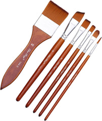 6Pcs Artist Paint Brush Nylon Bristle Paint Brush for Acrylics Oil Gouache Watercolor Painting Rock Canvas Painting