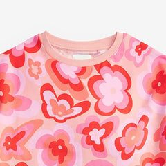 Blue Crop Tops for Kids Gradient Printed Round Neck Short Sleeves Casual Going Out for 2 to 7 Blue Crop Tops for Kids