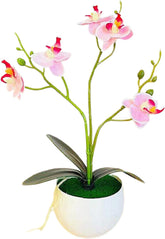 1 Set Artificial Potted Plant Anti-deform Anti Fade Faux Silk Flower Realistic Eye-catching Butterfly Orchid Flower Bonsai for Party - Pink