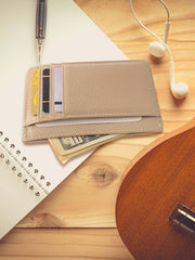 Genuine Leather Credit Card Wallet Slim Card Holder Wallet for Men and Women(Grey)