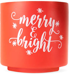 Ceramic Holiday Planter Pot with Wood Stand, Baby It's Cold Outside Design, Navy Blue & Gold, Holds 4" House Plant or Succulent, Festive Winter Christmas Home Decor