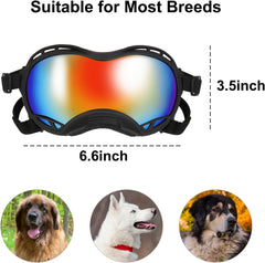 Dog Sunglasses, Dogs Goggles with Adjustable Strap, UV Protection Dog Goggles Sunglasses Eye Protection Anti-Fog Snowproof Cool Glasses for Medium Dogs, Red