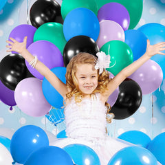 Boys Girls Video Game Balloons, 50pcs 12inchs Black Purple Teal Blue Balloons, Party Balloons for Boys Girls Video Game Birthday Baby Shower Party Decorations Party Supplies