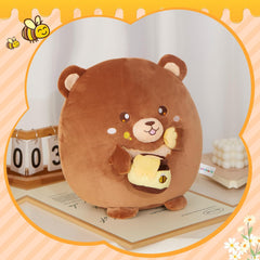 12“ Honey Bear Plush Pillow,Teddy Bear Plush Stuffed Animal Gifts for Girlfriend Kids,Ultra Soft Snacks Plush Toy,Brown Bear with Honey Pot