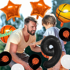 11Pcs Basketball Themed 6th Birthday Party Balloons, Black Number Balloon 6,Basketball Balloons Happy 6th Birthday,6th Birthday Basketball Theme Party Supplies Foil Mylar Balloons Latex Balloonor