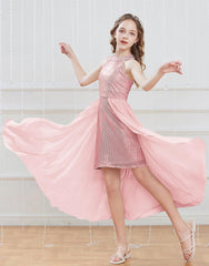 GRACE KARIN Girls Halter Neck Sequin Dress 6-14Y Kids Fancy Formal Party Prom Sparkly Pageant Birthday Graduation Dresses