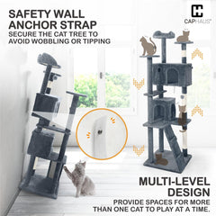 CAPHAUS Cactus Cat Tower for Indoor Cats, Cute 40-Inch Small Cactus Cat Tree w/Widened Perch for Large Cats & Kittens, Multi-Level Cat Activity Tree w/Scratching Post, Tunnel, Basket, Cat Cave Condo