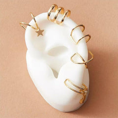 Adjustable Ear Clip Set without Perforation Cartilage Ear Clip Star Moon Chain Earrings Suitable