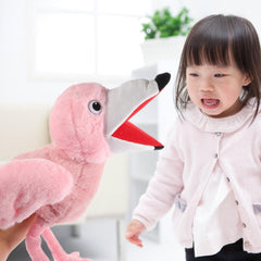 LUOZZY Plush Flamingo Hand Puppet Stuffed Animals Hand Puppets for Storytelling Imaginative Pretend Play Party Supplies for Kids