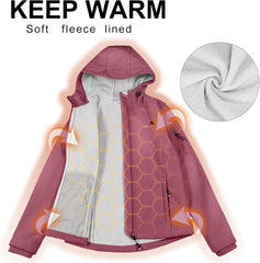 33,000ft Women's Softshell Jacket, Fleece Lined Warm Jacket Light Hooded Windproof Coat for Outdoor Hiking