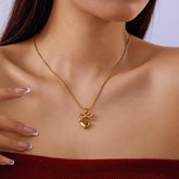 1PCS Bow Heart Pendant Necklace, Dainty Ribbon Charm Necklace, Delicate Layered Chain, Minimalist Love Jewelry for Women, Adjustable Bowknot Necklaces (Gold)
