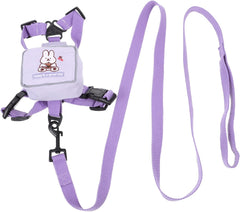 Pet Backpack Puppy Dog Saddle Bags Backpacks for Travel Dog Hiking Harness Rabbit Puppy Backpack Harness Cat Back Bag Cartoon Backpack Hiking Clothes Polyester Purple Outdoor Leash