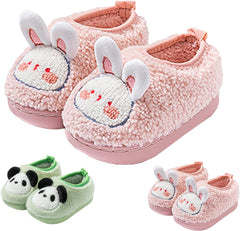 Boys Girls Plush Panda Slippers Non-Slip Fleece Cute Cartoon Slippers Fall Winter Warm Indoor Soft Cozy Sandals