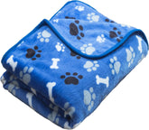 Dog Blanket Paw Bone Pattern 1 Pack 2 Super Soft Warm Flannel Sofa Cover Car Bed Protector, Urine Proof Washable Outdoor Pet Blanket for Puppy Large Dogs & Cats,40"*30" Blue