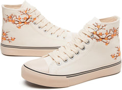 Iarus High Top Sneakers for Women White Canvas Comfortable Shoes for Women Walking Casual Sneakers Tennis Shoes