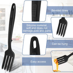 11 Inch Silicone Flexible Cooking Fork, Heat Resistant Nonstick Blending Fork, Dishwasher Safe, Kitchen Stir Mix Mash (Blue)