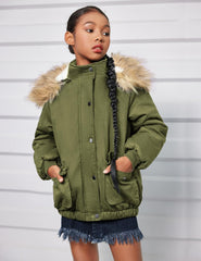 Arshiner Kids Girls Winter Coats Warm Thick Padded Hooded Fleece Lined Puffer Parka Jacket