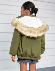 Arshiner Kids Girls Winter Coats Warm Thick Padded Hooded Fleece Lined Puffer Parka Jacket