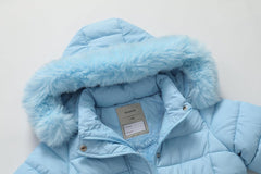 Girl's Winter Waterproof Warm Long Coat,Kids Puffer Jacket Outerwear Parka,Removable Hood
