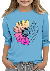 Workout Clothes for Kids Size 6 Color Round Neck Seven Cuff T Shirt Top 3 13 Years Workout Clothes for Kids Size 6