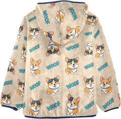 CHIFIGNO Cute Dogs Beige Toddler Boy Zip up Hoodie Sweatshirt Jacket for Fall Winter 3T