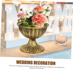 Metal Flower Pot Decorative Urn Planter Creative Flower Vase for Home Office Hotel