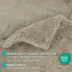 PetAmi Fluffy Waterproof Dog Blanket for Small Medium Dogs, Soft Warm Pet Sherpa Throw Pee Proof Couch Cover, Reversible Cat Puppy Bed Blanket Sofa Protector, Plush Washable Pad (Beige Cream, 24x32)