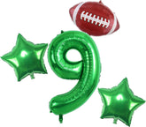 4Pcs Football Balloons,Football Birthday Number Mylar Foil Balloons,Sports Theme Birthday Party Decorations Supplies for Adults Men (Number 6)