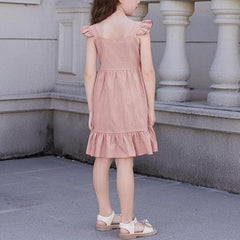 Easter Dresses Kids Pleated Neck Sleeveless Casual Little Girl Camisole Ruffled Dress Spring Dress Girls Size 14
