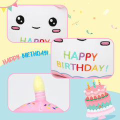 Easfan Birthday Cake Plush Pillow Soft Plush Toy Kawaii Stuffed Animal Home Room Decoration Birthday Gifts for Kids Toddlers