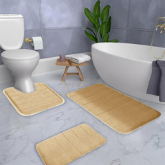 Bathroom Rugs Sets of 3, Memory Foam Bath Mat Set Bathroom Rugs 3 Pcs Toilet Mats Universal Soft Comfortable Water Absorption Non-Slip Washable Bath Rug