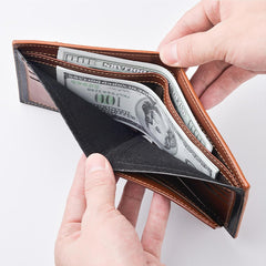 Slim Leather Wallet for Men, Minimalist Credit Card Holder, Ultra Thin RFID Blocking Wallet for Daily Use