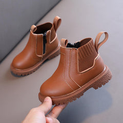 Kids Girls Ankle Bootie with Side Zipper Dress Boot Youth Toddler Waterproof Outdoor Fall Booties Leather Shoes