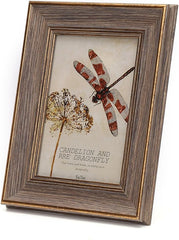 6x8 Inches Vintage Feel Rustic Picture Frame For Tabletop or Wall Hanging with Glass Front (6x8, Khaki)