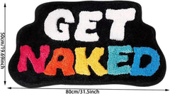 Get Naked Bath Mats, 35.4" X 23.6" Cute Absorbent Ultra Think Bathroom Rugs Non Slip Washable,Soft Irregular Shaped Cozy Bathroom Mat Quick Dry for Shower Floor Bathtub Shower Room Kitchen Decor