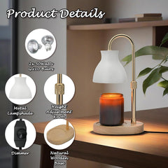 SOKCVSEA Candle Warmer Lamp - Candle Lamp Warmer with Timer, Birthday Gifts for Mom Women, House Warming Gifts New Home Decor,Wax Melt Warmer with 2 Bulbs F.White Gold