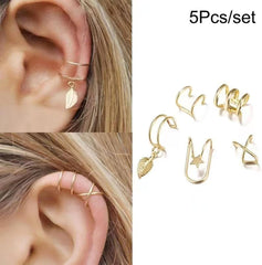 Adjustable Ear Clip Set without Perforation Cartilage Ear Clip Star Moon Chain Earrings Suitable