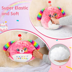 11 '' Birthday Plush Pillow Kawaii Birthday Cat Plush Toy Soft Cute Rainbow Birthdays Cat Stuffed Animal Birthdays Gift for Kids Girls Boys for Room Decoration (Rainbow Caticorn)