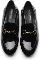 Casual Buckle Loafers for Women Work Flats Round Toe Business Backless Ballet Flats Metal Décor Driving Slip on