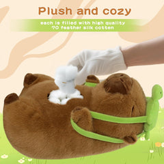9 Inch Cute Capybara Stuffed Animal with Turtle Backpack - Companion to Relieve Emotions - Skin-Friendly Material - Soft Kawaii Plush Pillow for Birthday Gift for Kids Boys Girls