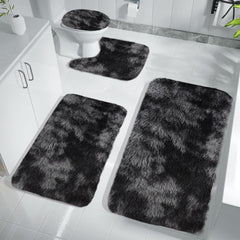4-Piece Bathroom Rug Set - Non-Slip Microfiber Bath Mat with Water Absorbent Toilet Cover, Bath Mat Set of 4 - Microfiber Toilet Rugs Soft & Thick for Bathroom & Kitchen