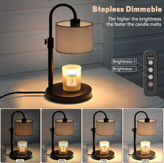 Candle Warmer Lamp with Timer, Dimmable Candle Wax Warmer Candle Lamp with 2 Bulbs, House Warming Gifts Brithday Gifts for Women Bedroom Home Decor (Linen-Upgraded)