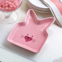 Easter Bunny Ceramic Serving Plate - 5.5 inch x 7 inch - Easter Dinner and Snack Supplies