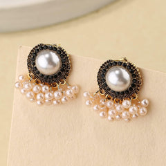 Contemporary Gold Jewelry for Women Artisan Tassel Dangle Metallic Stud Accessories