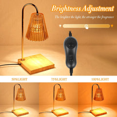 Candle Warmer Lamp with Timer, Fit for All Jar Candles, Electric Dimmable Candle Lamp Warmer Flameless Wax Melting Lamp with 2 Bulbs, Home Decor Gifts (Champagne)