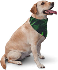 Green Tropical Jungle Plant Dog Bandana Pet Scarf Accessories for Small Medium Dogs Cats Photo Prop, Triangle Pet Bandanas Adjustable Puppy Bib Washable Dog Kerchief Puppy Neckerchief