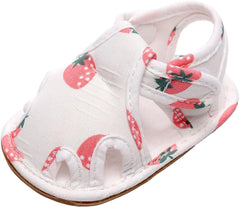 Baby Girls Fruit Strawberry First Walking Sandals Infant Toddler Lightweight Closed Toe Anti-Slip Mary Jane Shoes