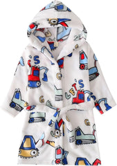Toddler Boys Cartoon Car Fleece 𝐁ath𝗿obe Soft Plush Flannel Fuzzy Hooded 𝗥obes 𝗣a𝗷amas 𝗦leep𝚠ear for Kids