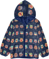 CHIFIGNO Colorful Owls Navy Boy Winter Coat, Toddler Zip up Hoodie Warm for Fall Winter Spring 3T